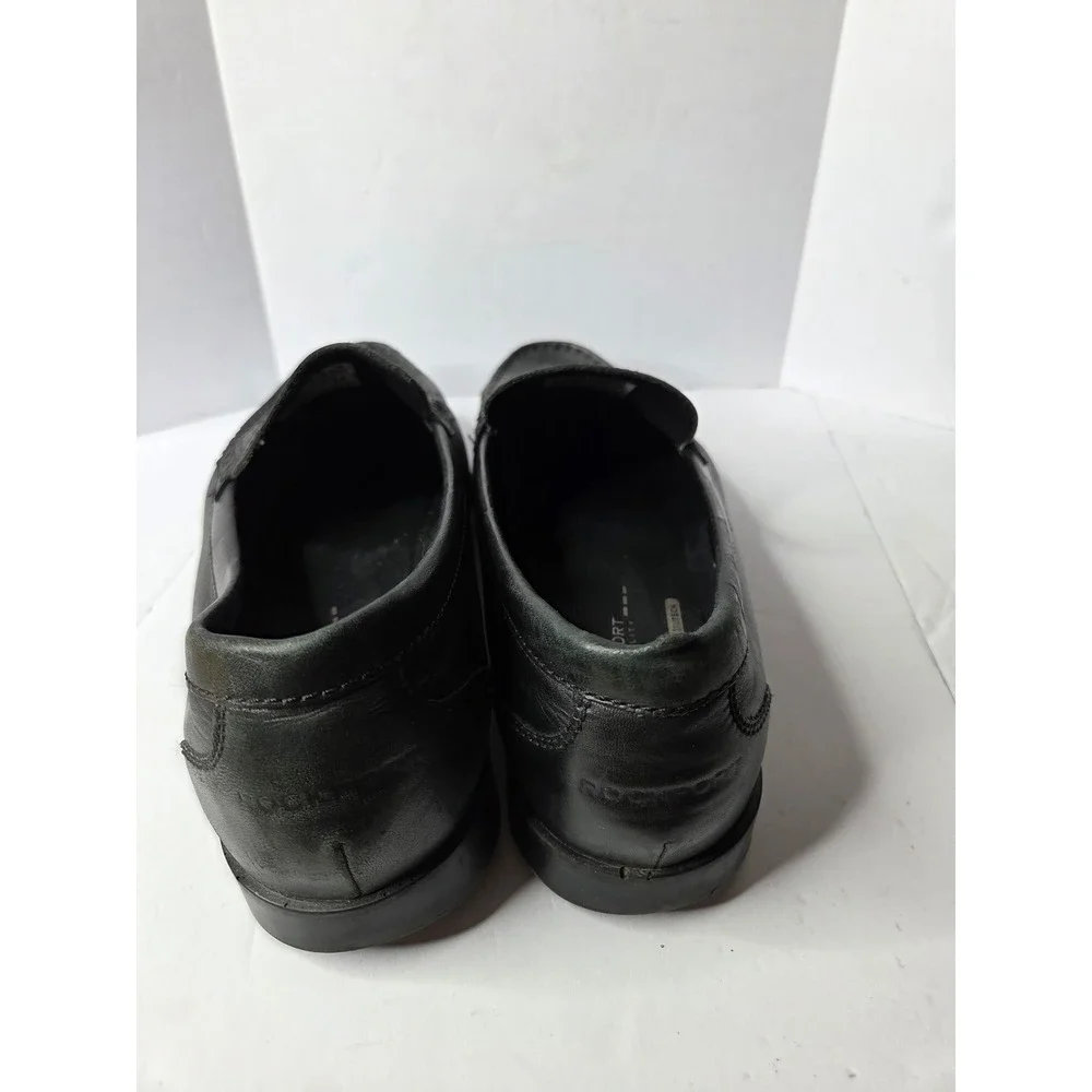 Rockport Mens Black Leather Penny Loafers truTECH Slip On Dress Shoes H79444 12M